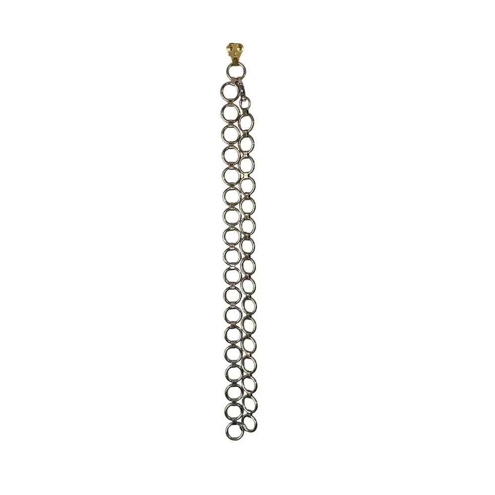 Silver Tone O-Ring Link Chain Belt Adjustable Lobster Clasp Statement Accessory